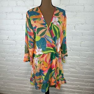 Blue Island Wrap Dress Bathing Suit Cover Up Women’s Size Large